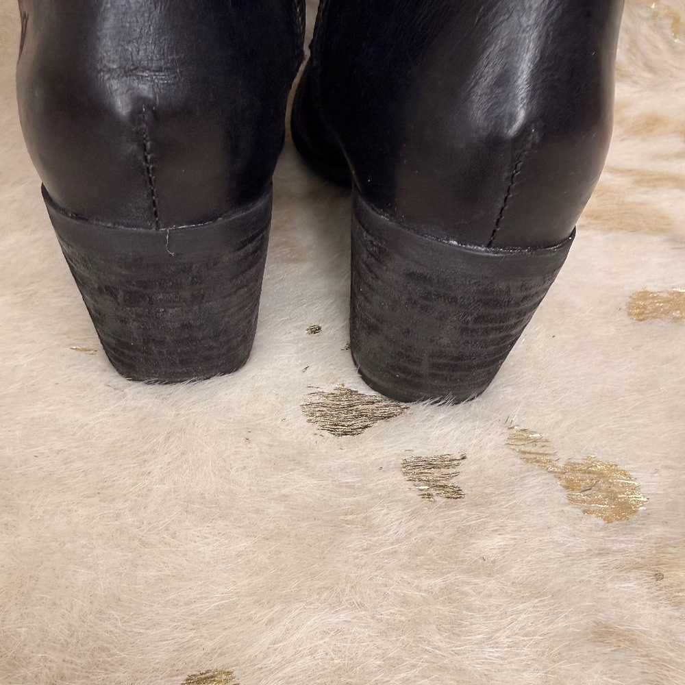 Born Uchee Boots Women 8 US Black Knee High Tall Leather Riding Heeled Excellent - Picture 7 of 12